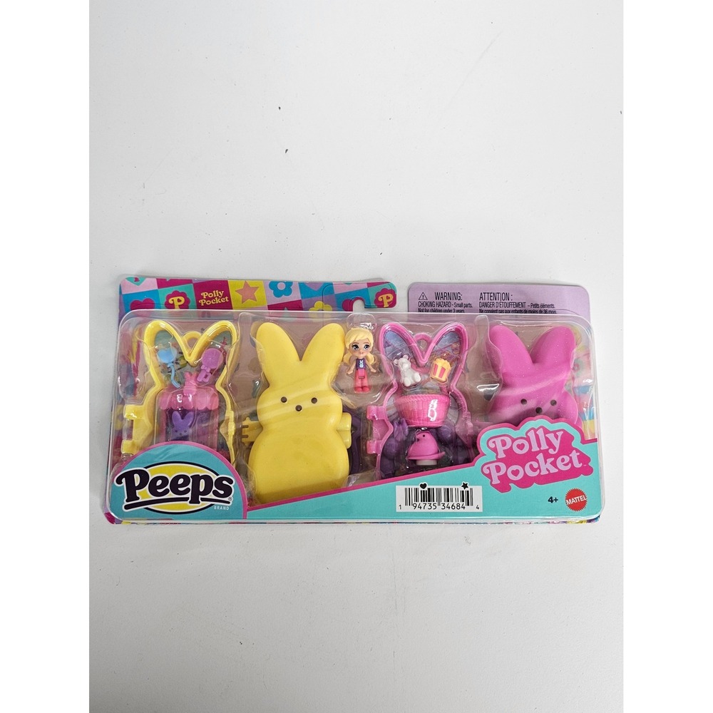 Mattel Polly Pocket Peeps Bunny Compact‎ Playset Yellow Pink JKC56 New NIP NIB